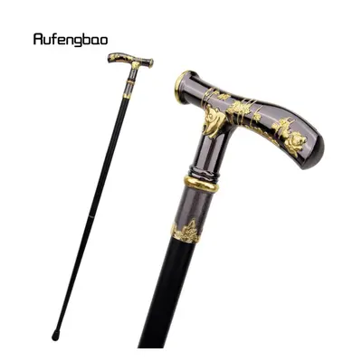 (as the picture) Gold Black Panda Compass Walking Cane Fashion Decorative Walking Stick Gentlema