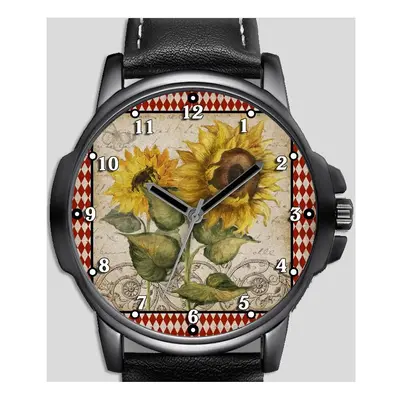 Sunflower Unique Beautiful Rare Art Wrist Watch FAST UK