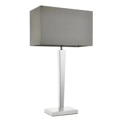 Rectangular Table Lamp Light Modern Chrome & Grey Shade Sleek Metal Sideboard