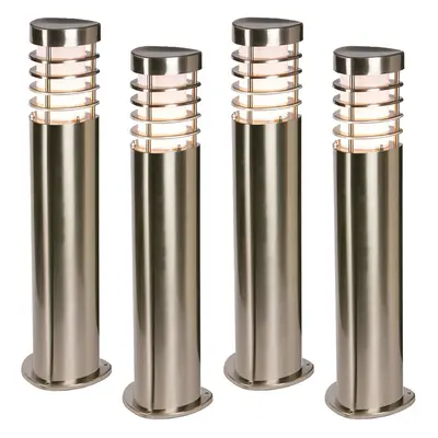 4 PACK Modern Outdoor Stainless Steel Post Light - 10.5W E27 LED - 500mm Height