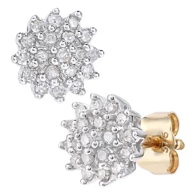 Jewelco London 9ct Yellow Gold Round 1/4ct Diamond Cluster Stud Earrings - PE0AXL2585Y