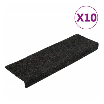 vidaXL Stair Mats Carpet Stair Tread Stair Step Rug pcs Black Needle Punch