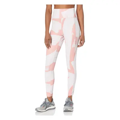 adidas Women's Printed 3-Stripes High Waisted Tights Almost Pink/Whit