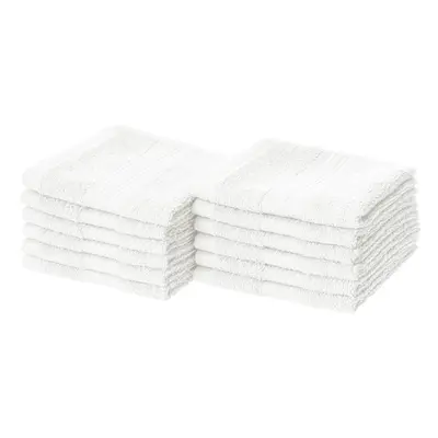 Amazon Basics Cotton Washcloths for Face, Soft, Absorbent, 12-Pack, White, Inch x Inch