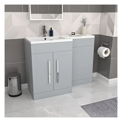 Nes Home Matte Grey 1100mm LH Freestanding Vanity WC Unit with Basin