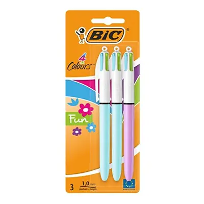 4 Colours Fun Retractable Ballpoint Pens with Four Ink Colours and Medium Point mm Pack of