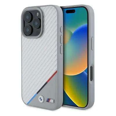 BMW Carbon Tricolor Line Case with MagSafe for iPhone Pro 6.3" Grey - BMHMP16L23PUDTS