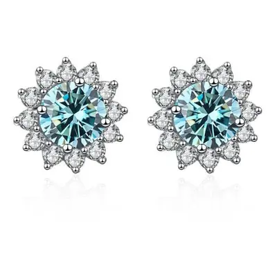 (blue, x1 carat) Bagueringen Carat D Color Moissanite Earrings S925 Sterling Silver Jewelry For 