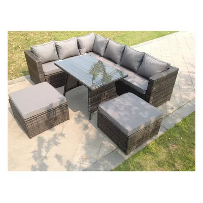 Fimous Seater Rattan Corner Sofa Set Dining Table Garden Furniture