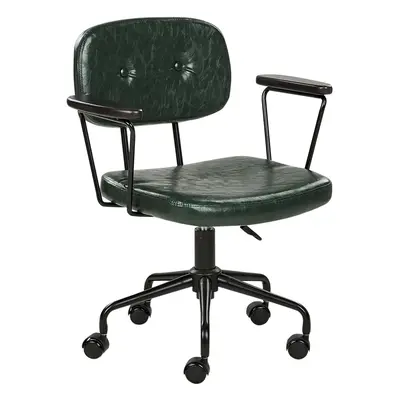 Desk Chair ALGERITA Faux Leather Dark Green