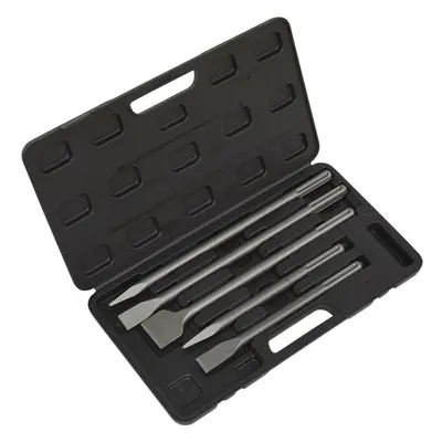 5 Piece SDS MAX Demolition Kit - Flat & Pointed Chisels - Sturdy Storage Case