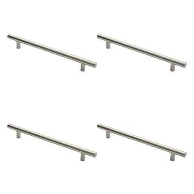 4x Straight T Bar Pull Handle x 30mm 450mm Fixing Centres Satin Steel