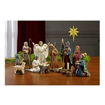 Set of Nativity Figurines with Real Gold - inch Scale