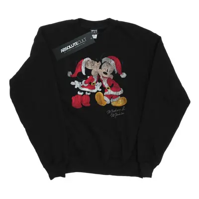 (M, Black) Disney Mens Mickey And Minnie Christmas Kiss Sweatshirt