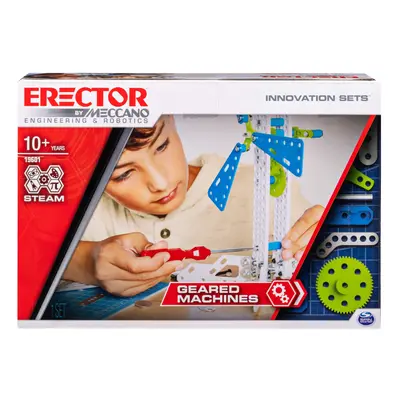 Meccano Erector, Set 3, Geared Machines S.T.E.A.M. Building Kit with Moving Parts, for Ages & Up