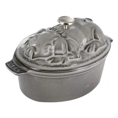 Staub Cast Iron 1-qt Pig Cocotte - Graphite Grey Made in France