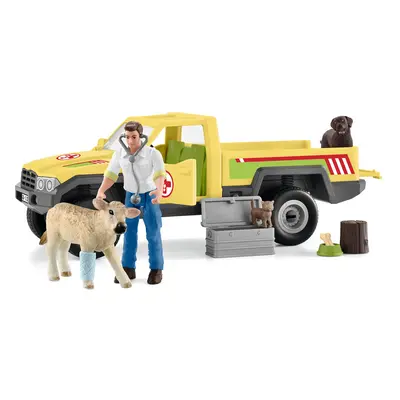 Schleich Vet Visit to the Farm Farm World 12-Piece Veterinarian and Truck Toy Set with Animal To