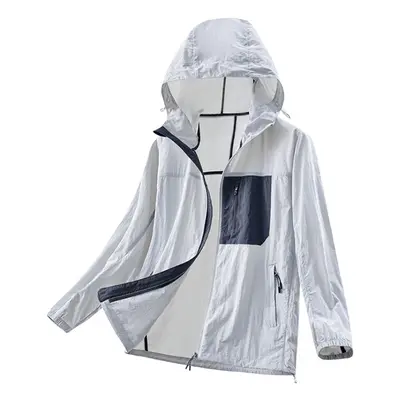 (GRAY, L) Summer Anti-UV Men Skin Coats Ultra-Light Thin Outdoor Sunscreen Clothing UPF50+ Sun P