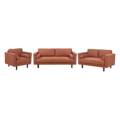 6 Seater Fabric Living Room Set Golden Brown NURMO