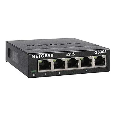 NETGEAR GS305, Port Gigabit Ethernet Network Switch, Ethernet Splitter, Hub, Desktop, Sturdy Met