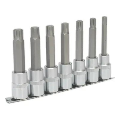 7pc Ribe Star Socket Bit Set - 1/2" Square Drive - 100mm Long S2 Steel Shafts