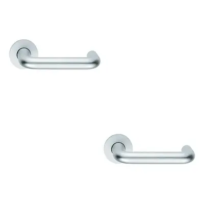 2x PAIR 19mm Round Bar Safety Lever on Round Rose DDA Compliant Satin Aluminium