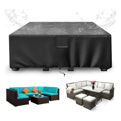 (250x250x90cm, Black) 250x250x90cm Garden Furniture Covers with Air Vent, Waterproof Windproof,H