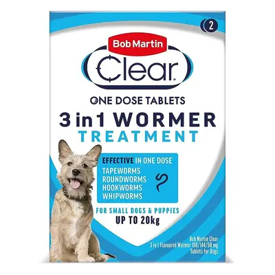 Bob Martin Clear in Wormer Tablets for Small Dogs & Puppies (up to 20kg) Clinically Proven Treat