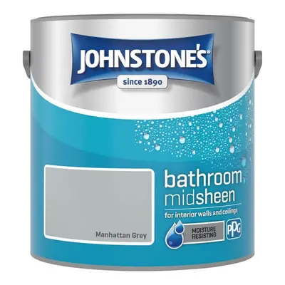 Johnstones Bathroom Mid Sheen Wall Ceiling Emulsion Paint 2.5l Manhattan Grey