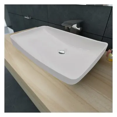 vidaXL Ceramic Basin Rectangular Sink White 71x39cm Bathroom Fixture Sink