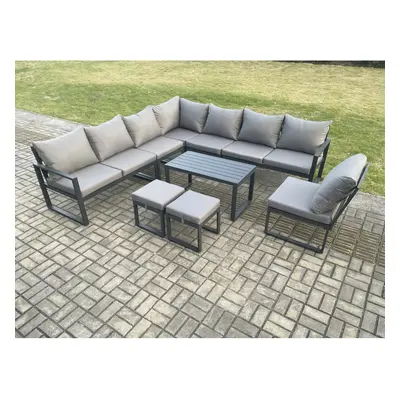 Fimous Aluminium Seater Patio Outdoor Garden Furniture Lounge Corner Sofa Set with Oblong Coffee