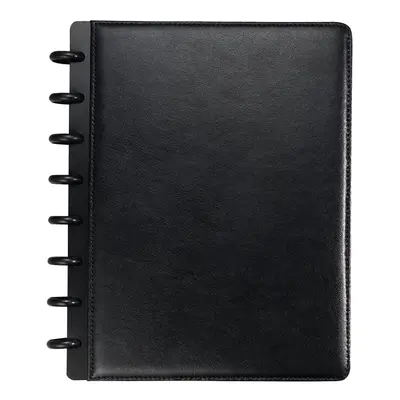 Staples? Arc Customizable Leather Notebook System Black 6-3/4"" x