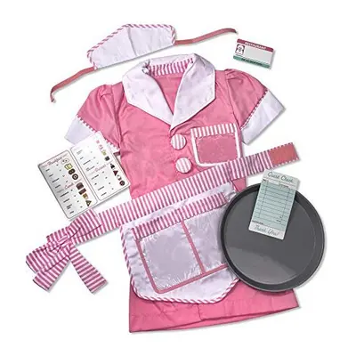 Melissa & Doug Waitress Role Play Costume Set (7 pcs) - Includes Apron, Order Pad, Cap Pink year