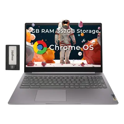 Lenovo IdeaPad 15.6"" FHD Anti-Glare Chromebook Intel Celeron N4500 4GB LPDDR4 RAM 352GB Storage