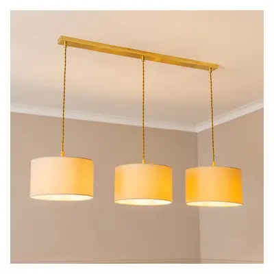 ValueLights Gold Drop Bar Ceiling Pendant Natural Fabric Shades