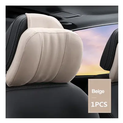 (1pcs beige) High Quality Memory Foam Car Headrest Pillow S-Class Soft Pillow Suede