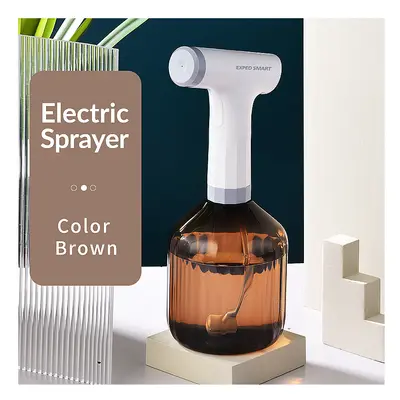 (Brown) Electric Plant Spray Bottle USB Rechargeable Automatic Watering Fogger Spray Bottle Port