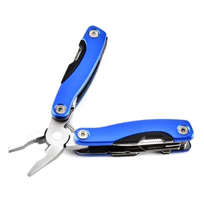 (Blue) Stainless Steel Folding Pliers Functional Plier Hand Tools Plier Screwdriver Camping Gear