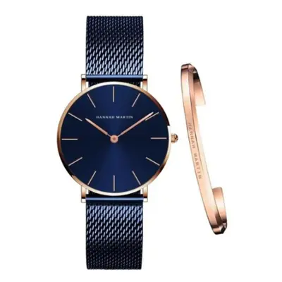 (blue) Hannah Martin Women Quartz Watches Bracelet Japan Top Luxury Brand Ladies Fashion Casual 