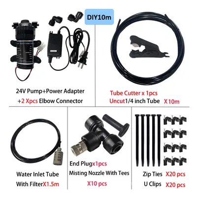 (DIY 10m slip) New Quiet Garden Water Mist Spray Electric Electric Diaphragm Pump Kit Greenhouse