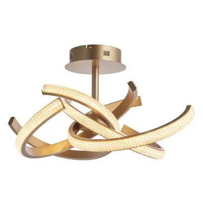 Semi Flush Multi Arm Ceiling Light Fitting - Satin Gold & Clear Acrylic Detail