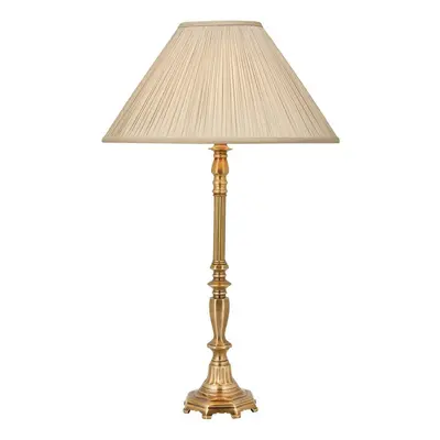 Luxury Traditional Table Lamp Light Solid Brass & Beige Organza Pleated Shade