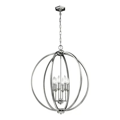 6 Bulb Ceiling Pendant Light Fitting Highly Polished Nickel LED E14 60W