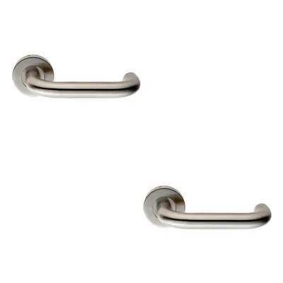 2x PAIR 19mm Round Bar Safety Lever on Slim Round Rose Concealed Fix Satin Steel