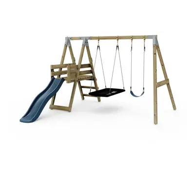 Premium Double Swing with Deck - Flex and Boat Navy Blue