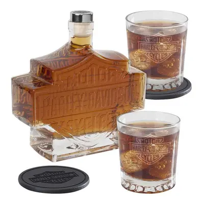 Harley-Davidson Bar & Shield Logo Decanter Set Hand Blown Set HDL-18746