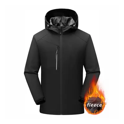 (Black, XL) Men's Winter Inner Fleece Waterproof Jacket Custom Printing Embroidery Logo Outdoor 