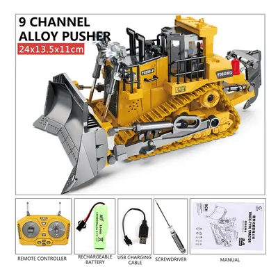 (9CH Bulldozers) RC Excavator Dumper Car 2.4G Remote Control Engineering Vehicle Crawler Truck B