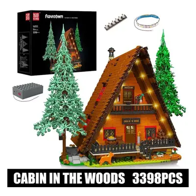 (tan) Mould King Streetview Building Block The Moc Christmas Cabin In The Woods With Led Parts M