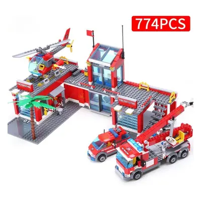 (as the picture) 774pcs City Fire Station Model Building Blocks Boys Firefighter Truck Education